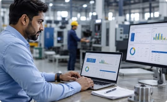 KPI and reporting automation on a manufacturing operations dashboard