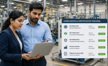 Dashboard tracking supplier certifications and compliance status