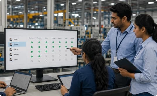 Laptop showing role-based pricing controls inside a B2B distributor portal