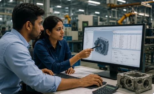 Engineer reviewing BOM and routing visibility in the OMS interface