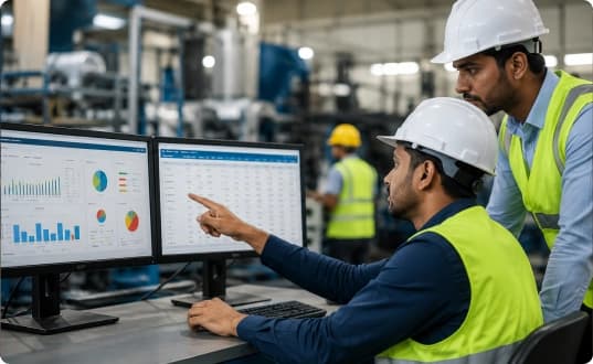 Reporting and production visibility dashboards monitored by a plant manager